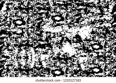 Grunge overlay layer. Abstract black and white vector background. Monochrome vintage surface with dirty pattern in cracks, spots, dots. Old wall in dark horror style design