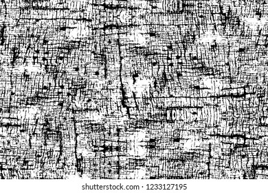 Grunge overlay layer. Abstract black and white vector background. Monochrome vintage surface with dirty pattern in cracks, spots, dots. Old wall in dark horror style design