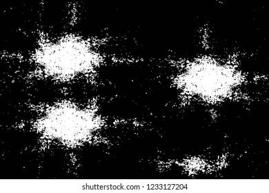 Grunge overlay layer. Abstract black and white vector background. Monochrome vintage surface with dirty pattern in cracks, spots, dots. Old wall in dark horror style design