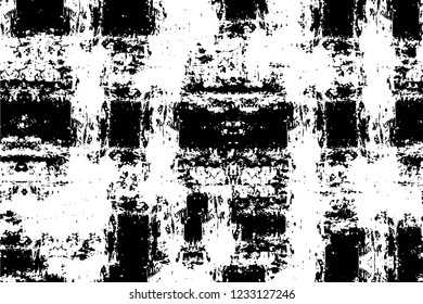 Grunge overlay layer. Abstract black and white vector background. Monochrome vintage surface with dirty pattern in cracks, spots, dots. Old wall in dark horror style design