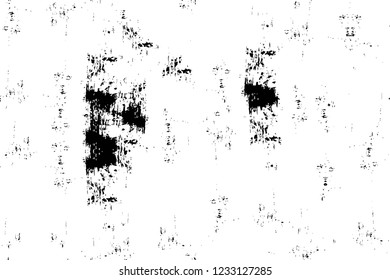 Grunge overlay layer. Abstract black and white vector background. Monochrome vintage surface with dirty pattern in cracks, spots, dots. Old wall in dark horror style design