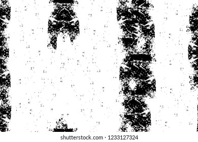 Grunge overlay layer. Abstract black and white vector background. Monochrome vintage surface with dirty pattern in cracks, spots, dots. Old wall in dark horror style design