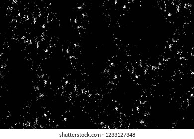 Grunge overlay layer. Abstract black and white vector background. Monochrome vintage surface with dirty pattern in cracks, spots, dots. Old wall in dark horror style design