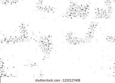 Grunge overlay layer. Abstract black and white vector background. Monochrome vintage surface with dirty pattern in cracks, spots, dots. Old wall in dark horror style design