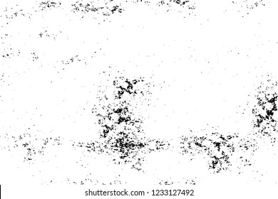 Grunge overlay layer. Abstract black and white vector background. Monochrome vintage surface with dirty pattern in cracks, spots, dots. Old wall in dark horror style design