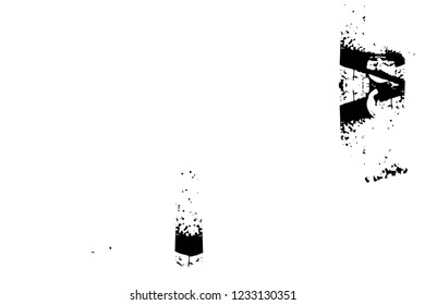 Grunge overlay layer. Abstract black and white vector background. Monochrome vintage surface with dirty pattern in cracks, spots, dots. Old wall in dark horror style design