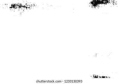 Grunge overlay layer. Abstract black and white vector background. Monochrome vintage surface with dirty pattern in cracks, spots, dots. Old wall in dark horror style design