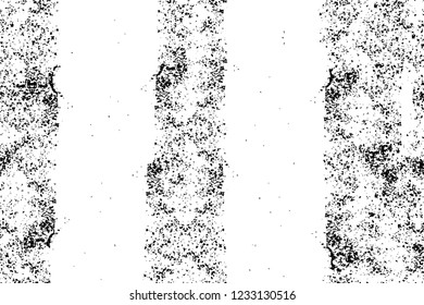 Grunge overlay layer. Abstract black and white vector background. Monochrome vintage surface with dirty pattern in cracks, spots, dots. Old wall in dark horror style design
