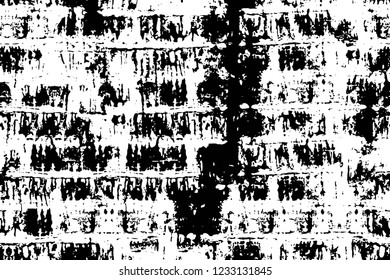 Grunge overlay layer. Abstract black and white vector background. Monochrome vintage surface with dirty pattern in cracks, spots, dots. Old wall in dark horror style design