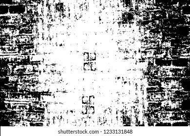 Grunge overlay layer. Abstract black and white vector background. Monochrome vintage surface with dirty pattern in cracks, spots, dots. Old wall in dark horror style design
