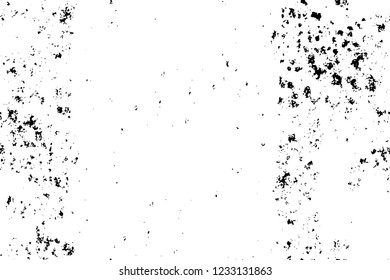 Grunge overlay layer. Abstract black and white vector background. Monochrome vintage surface with dirty pattern in cracks, spots, dots. Old wall in dark horror style design