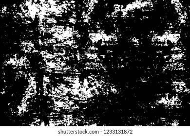 Grunge overlay layer. Abstract black and white vector background. Monochrome vintage surface with dirty pattern in cracks, spots, dots. Old wall in dark horror style design