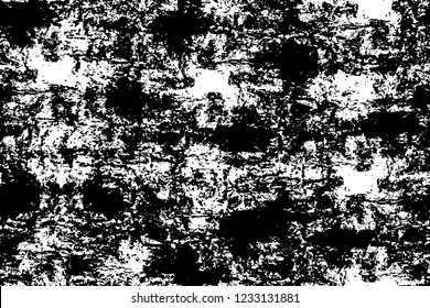 Grunge overlay layer. Abstract black and white vector background. Monochrome vintage surface with dirty pattern in cracks, spots, dots. Old wall in dark horror style design