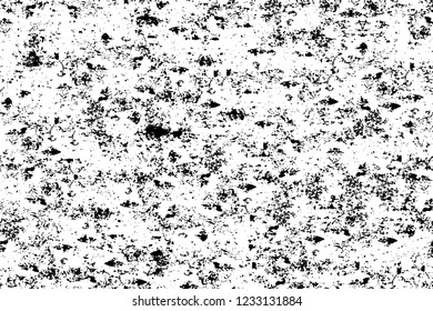 Grunge overlay layer. Abstract black and white vector background. Monochrome vintage surface with dirty pattern in cracks, spots, dots. Old wall in dark horror style design