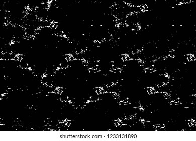 Grunge overlay layer. Abstract black and white vector background. Monochrome vintage surface with dirty pattern in cracks, spots, dots. Old wall in dark horror style design
