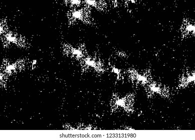 Grunge overlay layer. Abstract black and white vector background. Monochrome vintage surface with dirty pattern in cracks, spots, dots. Old wall in dark horror style design