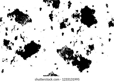 Grunge overlay layer. Abstract black and white vector background. Monochrome vintage surface with dirty pattern in cracks, spots, dots. Old wall in dark horror style design