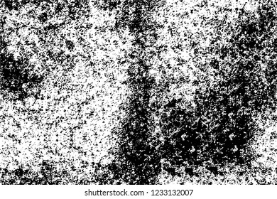 Grunge overlay layer. Abstract black and white vector background. Monochrome vintage surface with dirty pattern in cracks, spots, dots. Old wall in dark horror style design