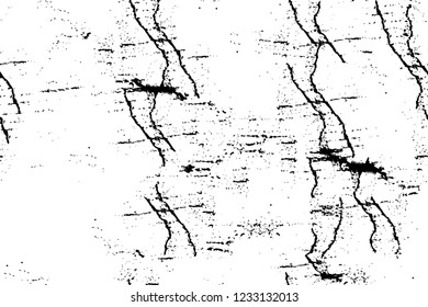 Grunge overlay layer. Abstract black and white vector background. Monochrome vintage surface with dirty pattern in cracks, spots, dots. Old wall in dark horror style design