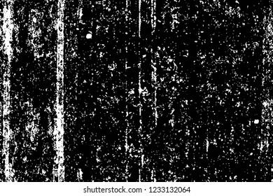 Grunge overlay layer. Abstract black and white vector background. Monochrome vintage surface with dirty pattern in cracks, spots, dots. Old wall in dark horror style design