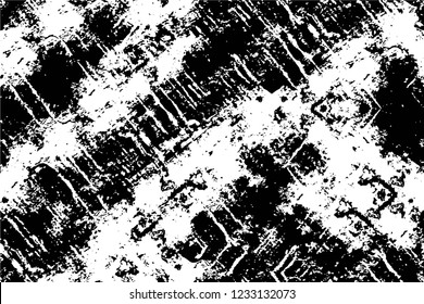 Grunge overlay layer. Abstract black and white vector background. Monochrome vintage surface with dirty pattern in cracks, spots, dots. Old wall in dark horror style design