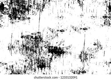 Grunge overlay layer. Abstract black and white vector background. Monochrome vintage surface with dirty pattern in cracks, spots, dots. Old wall in dark horror style design