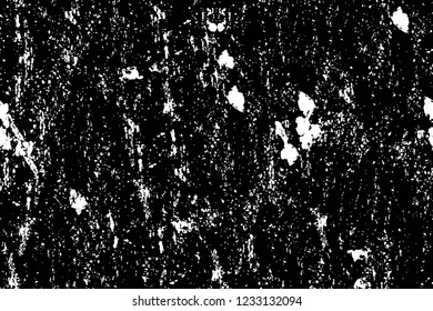 Grunge overlay layer. Abstract black and white vector background. Monochrome vintage surface with dirty pattern in cracks, spots, dots. Old wall in dark horror style design