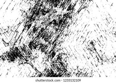 Grunge overlay layer. Abstract black and white vector background. Monochrome vintage surface with dirty pattern in cracks, spots, dots. Old wall in dark horror style design