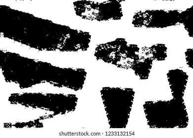 Grunge overlay layer. Abstract black and white vector background. Monochrome vintage surface with dirty pattern in cracks, spots, dots. Old wall in dark horror style design