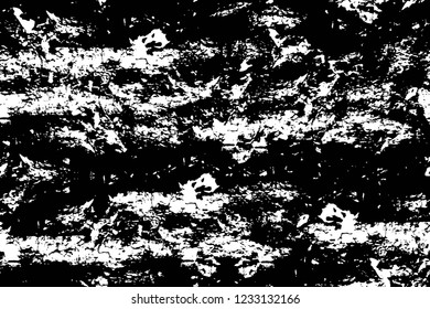 Grunge overlay layer. Abstract black and white vector background. Monochrome vintage surface with dirty pattern in cracks, spots, dots. Old wall in dark horror style design