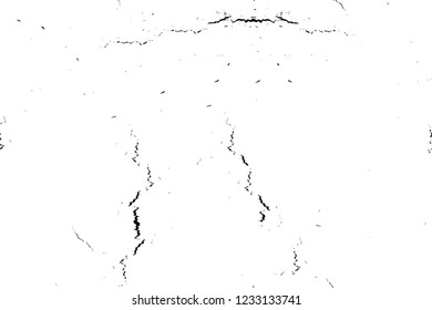 Grunge overlay layer. Abstract black and white vector background. Monochrome vintage surface with dirty pattern in cracks, spots, dots. Old wall in dark horror style design