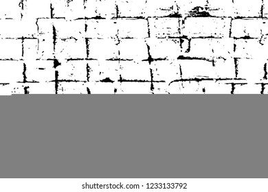 Grunge overlay layer. Abstract black and white vector background. Monochrome vintage surface with dirty pattern in cracks, spots, dots. Old wall in dark horror style design