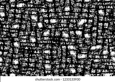 Grunge overlay layer. Abstract black and white vector background. Monochrome vintage surface with dirty pattern in cracks, spots, dots. Old wall in dark horror style design