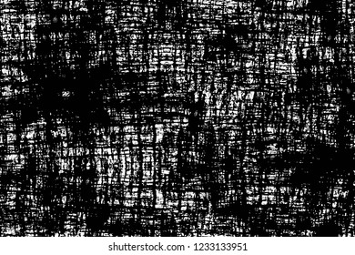 Grunge overlay layer. Abstract black and white vector background. Monochrome vintage surface with dirty pattern in cracks, spots, dots. Old wall in dark horror style design