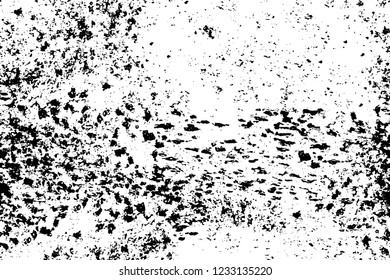 Grunge overlay layer. Abstract black and white vector background. Monochrome vintage surface with dirty pattern in cracks, spots, dots. Old wall in dark horror style design