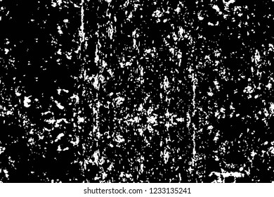 Grunge overlay layer. Abstract black and white vector background. Monochrome vintage surface with dirty pattern in cracks, spots, dots. Old wall in dark horror style design