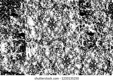 Grunge overlay layer. Abstract black and white vector background. Monochrome vintage surface with dirty pattern in cracks, spots, dots. Old wall in dark horror style design