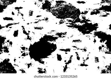 Grunge overlay layer. Abstract black and white vector background. Monochrome vintage surface with dirty pattern in cracks, spots, dots. Old wall in dark horror style design