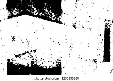 Grunge overlay layer. Abstract black and white vector background. Monochrome vintage surface with dirty pattern in cracks, spots, dots. Old wall in dark horror style design