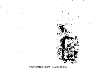 Grunge overlay layer. Abstract black and white vector background. Monochrome vintage surface with dirty pattern in cracks, spots, dots. Old wall in dark horror style design
