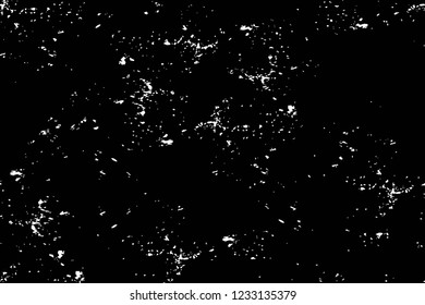 Grunge overlay layer. Abstract black and white vector background. Monochrome vintage surface with dirty pattern in cracks, spots, dots. Old wall in dark horror style design