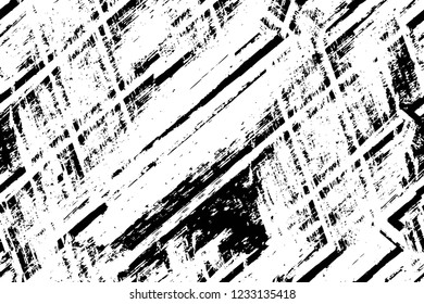 Grunge overlay layer. Abstract black and white vector background. Monochrome vintage surface with dirty pattern in cracks, spots, dots. Old wall in dark horror style design