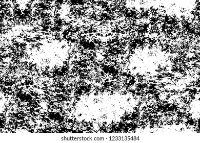 Grunge overlay layer. Abstract black and white vector background. Monochrome vintage surface with dirty pattern in cracks, spots, dots. Old wall in dark horror style design
