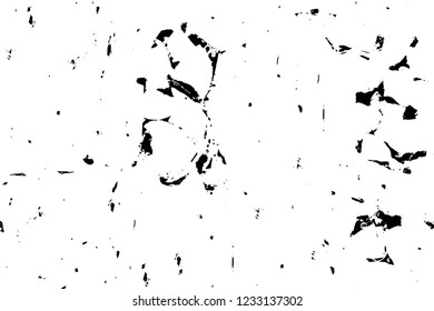 Grunge overlay layer. Abstract black and white vector background. Monochrome vintage surface with dirty pattern in cracks, spots, dots. Old wall in dark horror style design