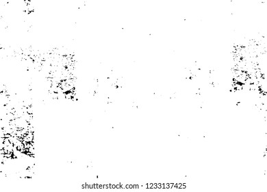 Grunge overlay layer. Abstract black and white vector background. Monochrome vintage surface with dirty pattern in cracks, spots, dots. Old wall in dark horror style design