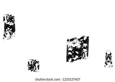 Grunge overlay layer. Abstract black and white vector background. Monochrome vintage surface with dirty pattern in cracks, spots, dots. Old wall in dark horror style design