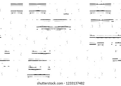 Grunge overlay layer. Abstract black and white vector background. Monochrome vintage surface with dirty pattern in cracks, spots, dots. Old wall in dark horror style design