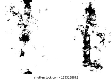 Grunge overlay layer. Abstract black and white vector background. Monochrome vintage surface with dirty pattern in cracks, spots, dots. Old wall in dark horror style design