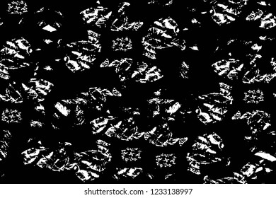 Grunge overlay layer. Abstract black and white vector background. Monochrome vintage surface with dirty pattern in cracks, spots, dots. Old wall in dark horror style design