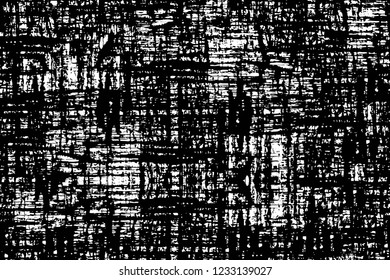 Grunge overlay layer. Abstract black and white vector background. Monochrome vintage surface with dirty pattern in cracks, spots, dots. Old wall in dark horror style design